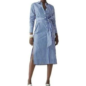 J Crew Long-sleeve shirtdress in striped cotton poplin